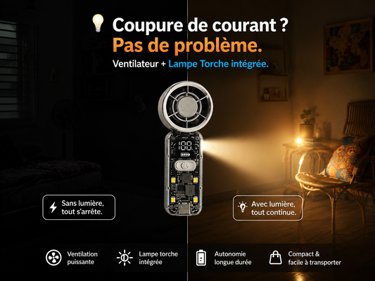Ventilateur Portable Rechargeable avec Lampe Torche 💨❄️