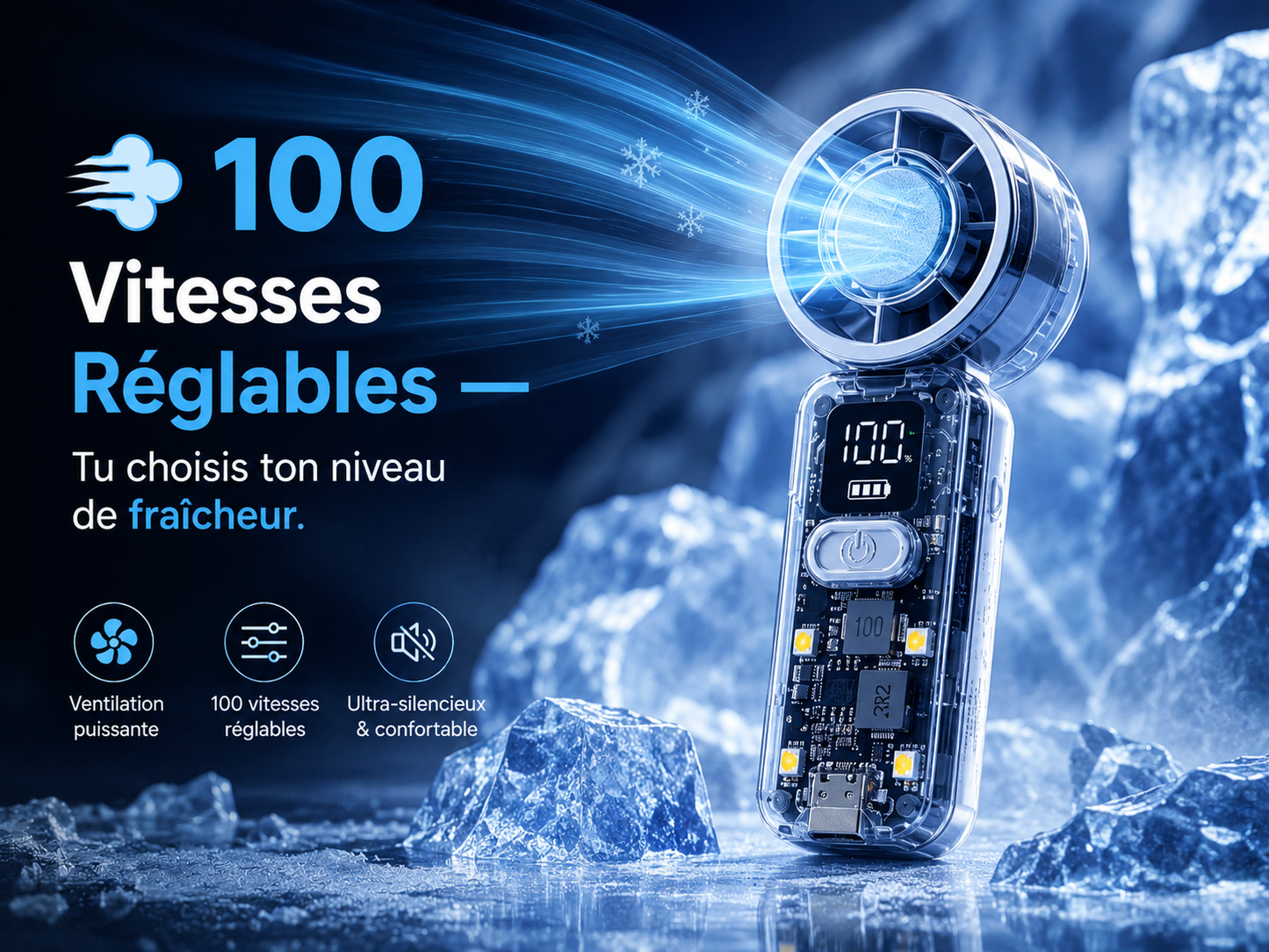 Ventilateur Portable Rechargeable avec Lampe Torche 💨❄️